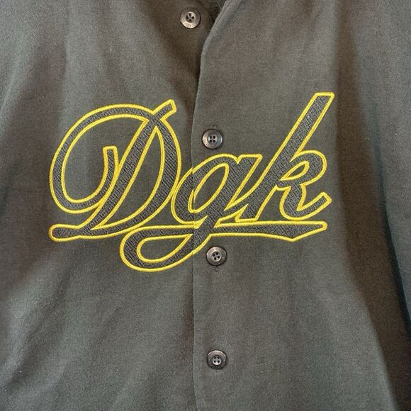 DGK Dirty Ghetto Kids Mens Baseball Jersey Sz M Black Skate Street Thick Logo - Picture 2 of 12